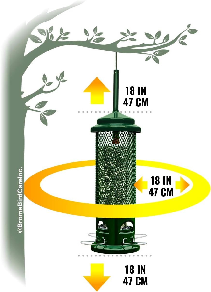 Squirrel Buster Legacy Squirrel-Proof Bird Feeder for Wild Birds – 4 Metal Removable Perches, 2.6 lb Seed Capacity, Chew-Proof Design, Easy to Clean, Green | Four removable metal perches, chew-proof construction, tool-free cleaning