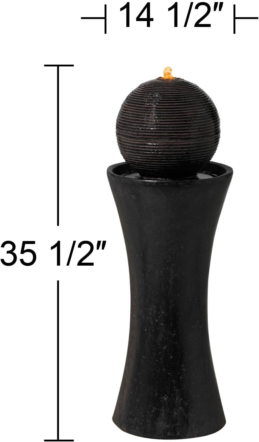 John Timberland Dark Sphere 35 1/2" High LED Pillar Indoor Bubbler Fountain | Large Zen Modern Outdoor Decor Faux Stone Floor with Light Ball Water