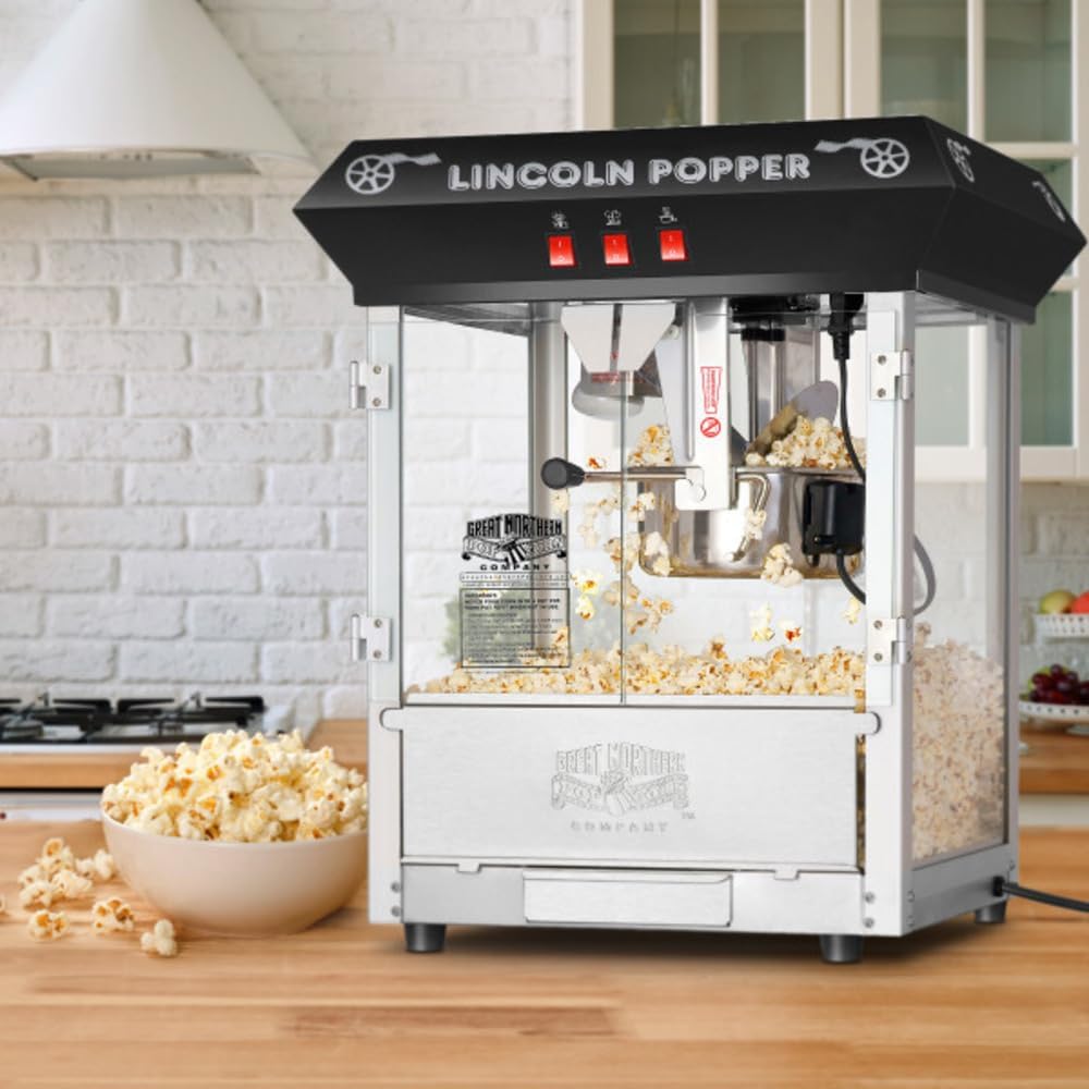 Lincoln Popcorn Machine - 8oz Popper with Stainless-Steel Kettle, Reject Kernel Tray