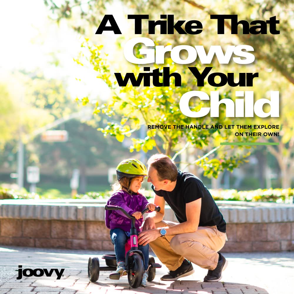 Joovy Tricycoo 4.1 Kids Tricycle with 4-Stages Featuring Extra-Wide Front Tire, Removable and Adjustable Parent Handle, Safety Harness