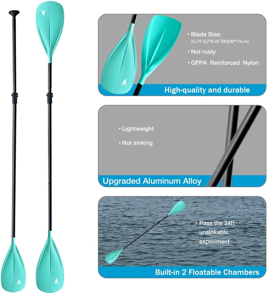 Karltion SUP Paddle - 3-Piece Adjustable Aluminium SUP Paddle with Glass Fiber Blade for Surfing, Floating, Water Sports
