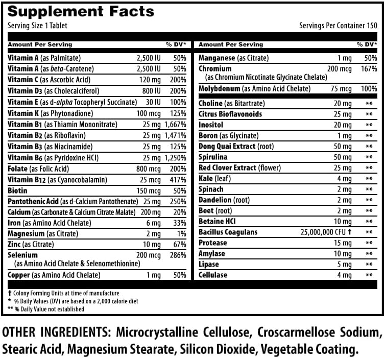 Amazing Formulas Women's One Multivitamin | Food Based | 150 Tablets, 5 Month Supply | Complete Blend of 40 Vitamins