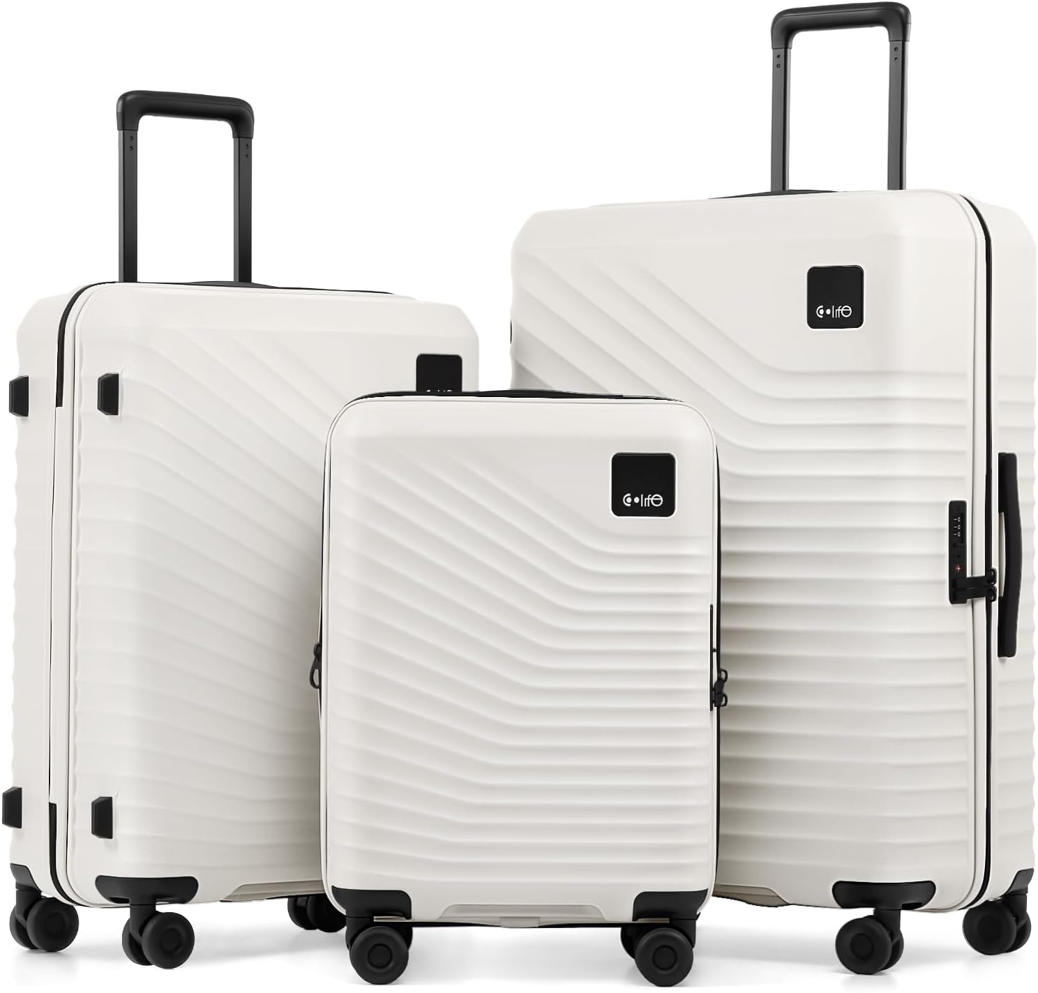 Coolife Luggage Carry-On, Lightweight PC Hardside Suitcase, 20-Inch, Black | Expandable Carry-On, Dual Spinner Wheels, TSA-Approved Lock, Upgraded PC Hardshell, Durable Travel Suitcase