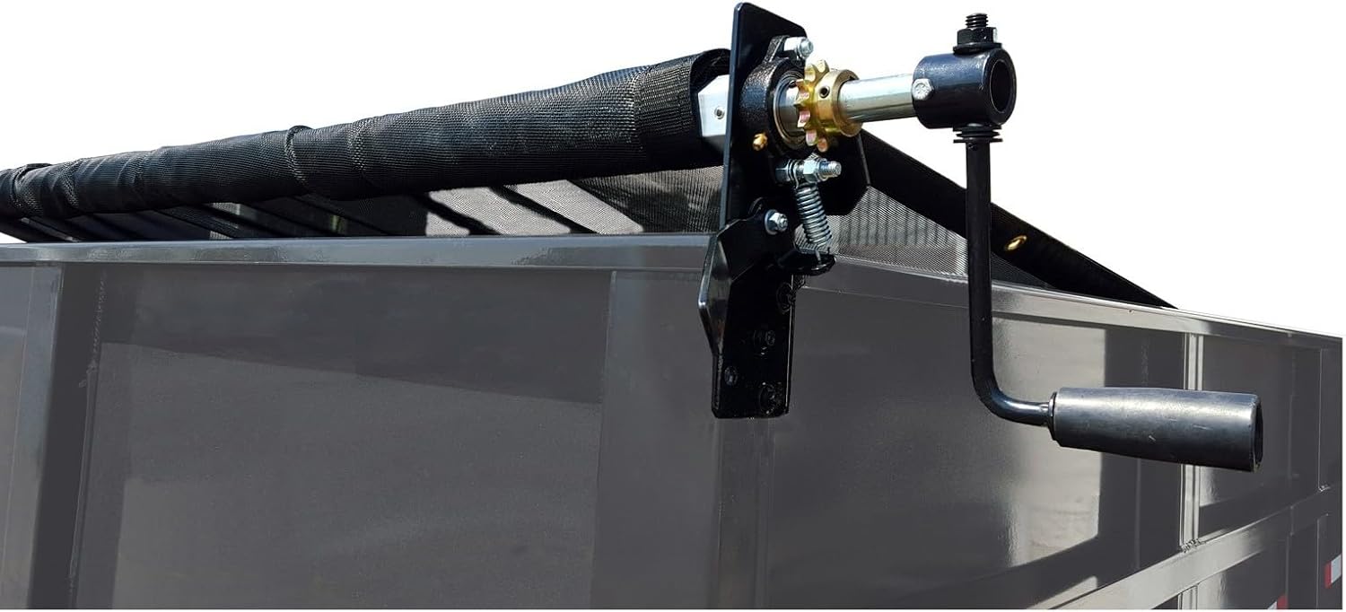 Hand Crank Tarp Roller Kit with Mesh or Vinyl Tarp for Dump Truck or Trailer by Kym Industries Inc. (Mesh, 6' x 10')