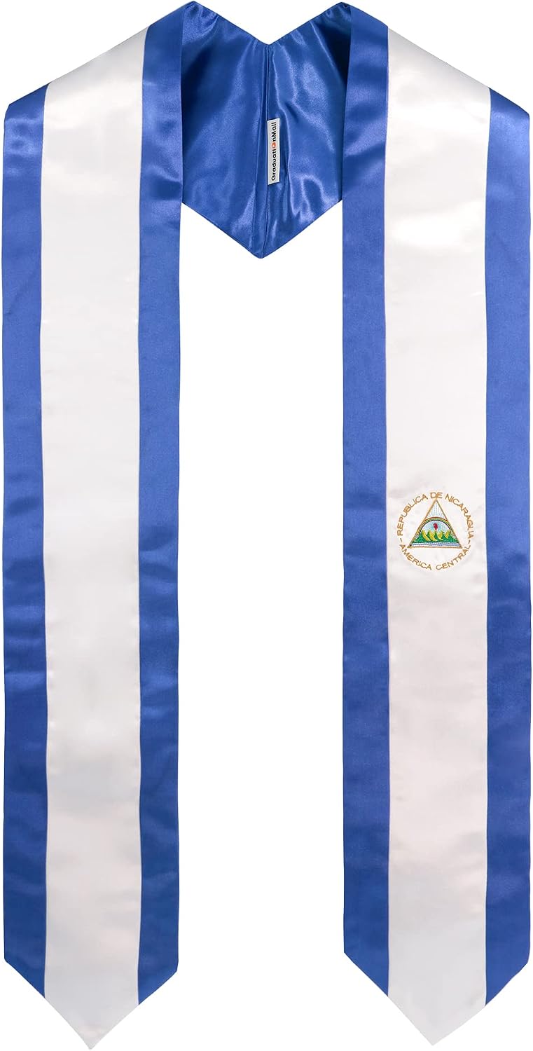 GraduationMall National Flag Graduation Stole Embroidery Sash for Study Aboard International Students 72" in Length