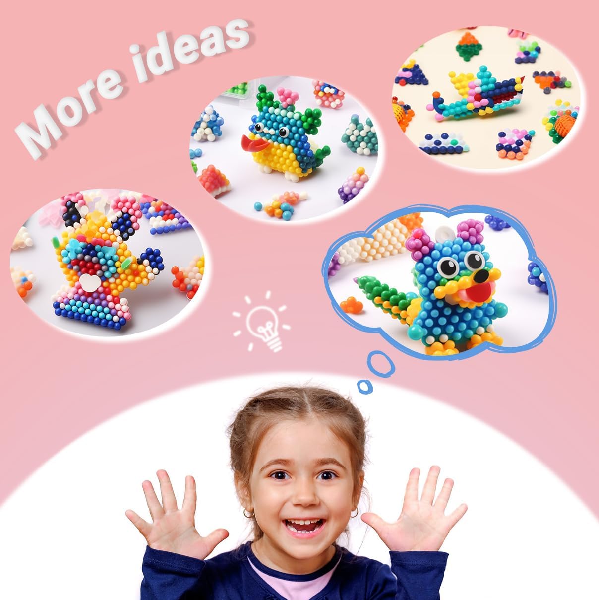 Kare & Kind Water Sticky Beads Pegboards - 7 pcs - Different Shapes and Colors - Kids, DIY, Arts, Craft, Indoor, Outdoor Activities