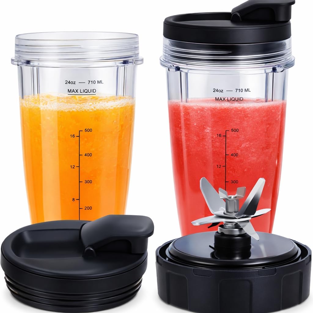 Replacement Blade Assembly Compatible with Nutri Ninja BL660 BL740 BL663 Series, 16oz Cup Only, 6-Male-Fin Base, 3.35" Bottom Diameter, Not for 7-Fin or Auto-iQ Systems