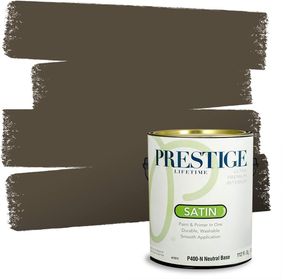 PRESTIGE Paints Exterior Paint and Primer In One, 1-Gallon, Flat, Comparable Match of Sherwin Williams* Grizzle Gray*
