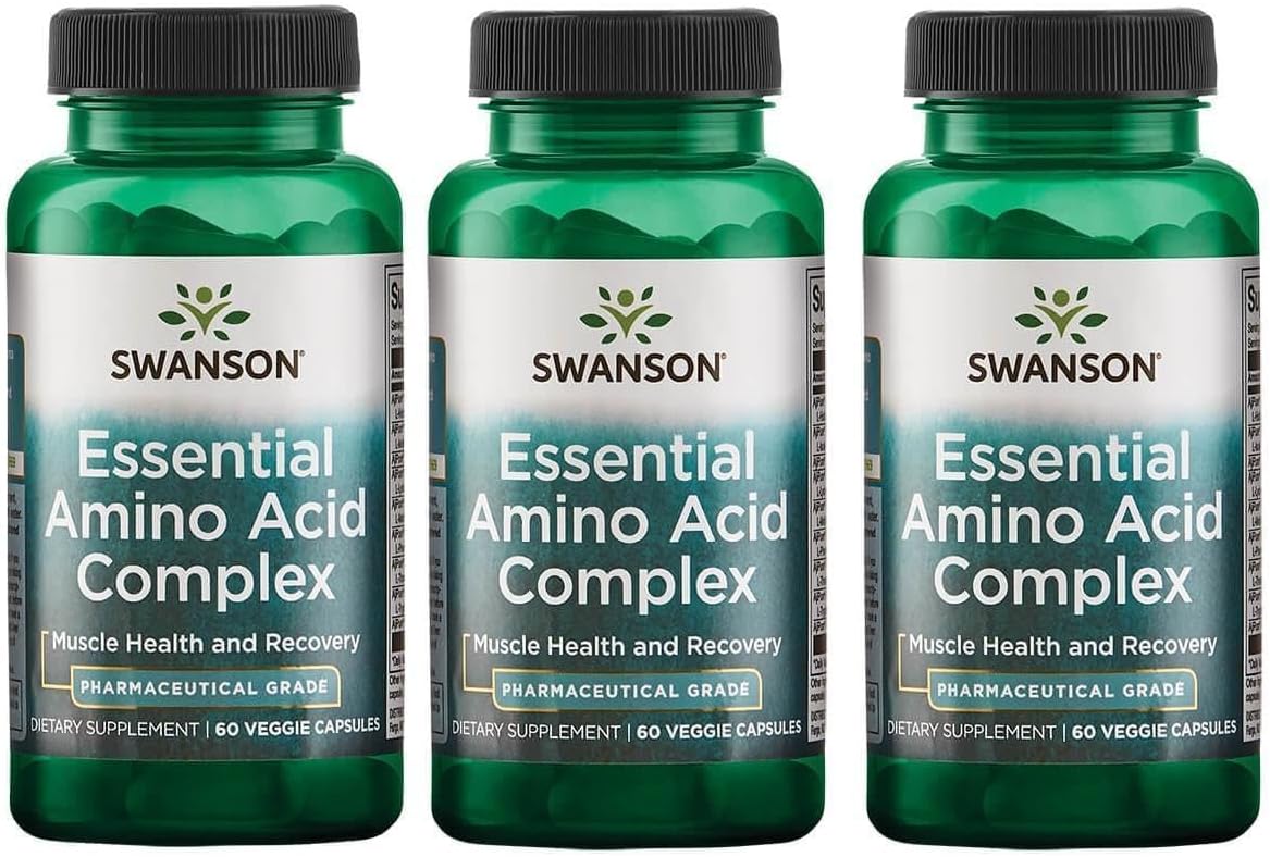 Swanson AjiPure 9 Essential Amino Acid Formula, 60 Veg Capsules | Comprehensive Formula with All 9 Essential Amino Acids for Peak Fitness Support, Promotes Muscle Health and Recovery