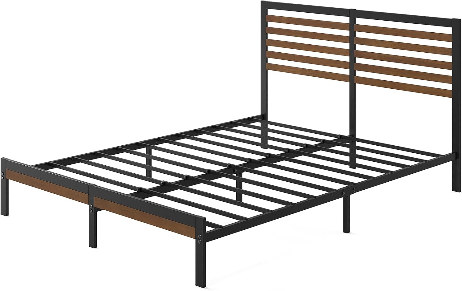 Zinus Kai Platform Bed Frame, RGB LED Lights, No Box Spring Needed, Full | Two-Tier Headboard for Space-Saving Storage, Built-in USB Charging Station, Soft Ambient Night Light