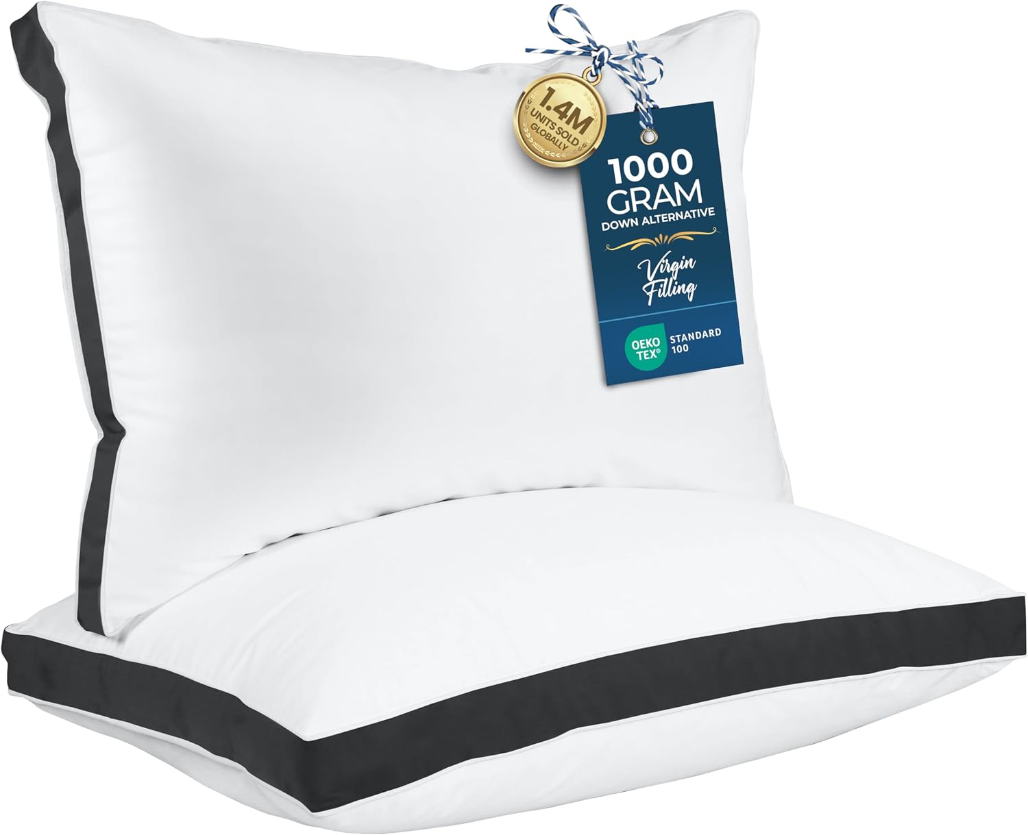 Utopia Bedding Gusset Bed Pillow, Hotel Pillows King Size Set of 2, White
