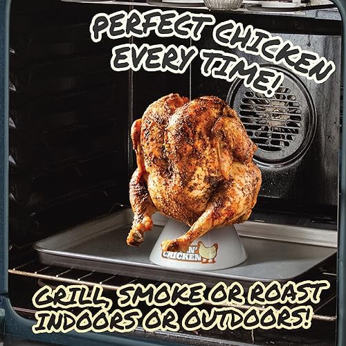 COOK'S CHOICE Sittin' Chicken Reusable Ceramic Beer Can Roaster & Steamer | Vertical Chicken Roaster Stand for Grill, Oven & Smoker - Flavor Infuser for Marinades, Beer & Sauces - Summer BBQ Essential