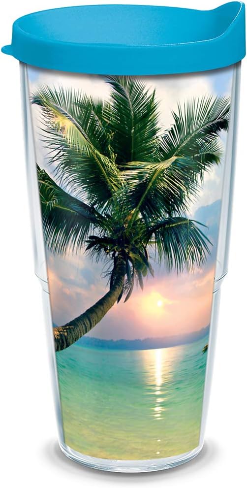 Tervis Sunset in Paradise Made in USA Double Walled Insulated Tumbler Travel Cup Keeps Drinks Cold & Hot, 24oz, Classic