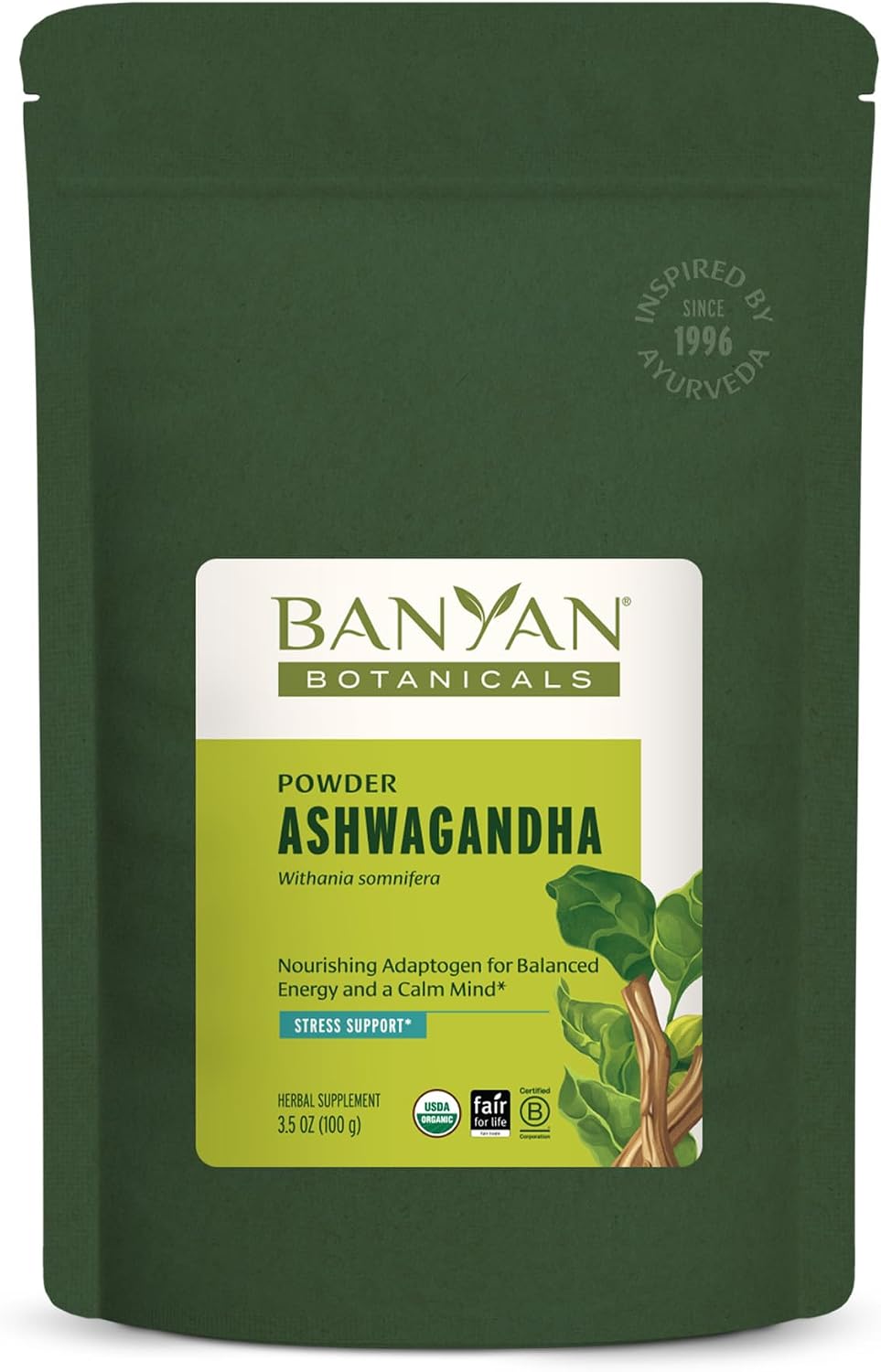 Banyan Botanicals Ashwagandha Powder – Organic Ashwagandha Root – Renowned Herbal Adaptogen for Natural Energy Support and Stress Support* – 1/2lb – Non-GMO Sustainably Sourced Vegan