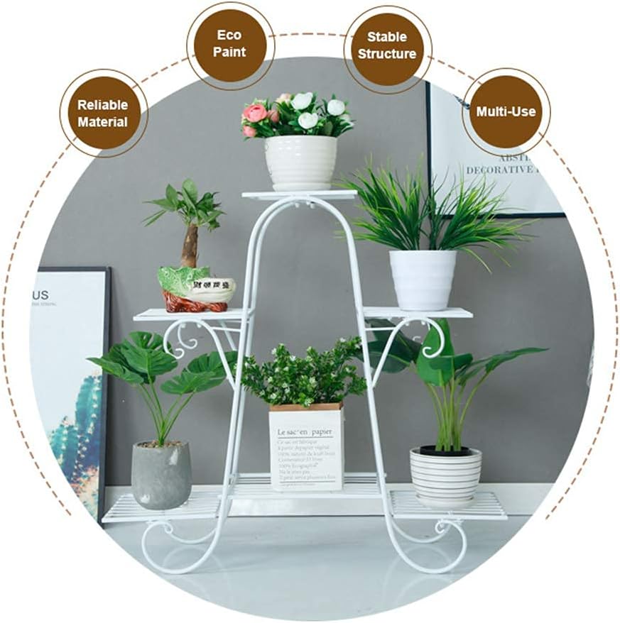 CarolynDesign 6 Tier Metal Plant Stand for Indoor and Outdoor, Multi Flower Pot Holder Shelf for Living Room Patio Lawn Garden Balcony