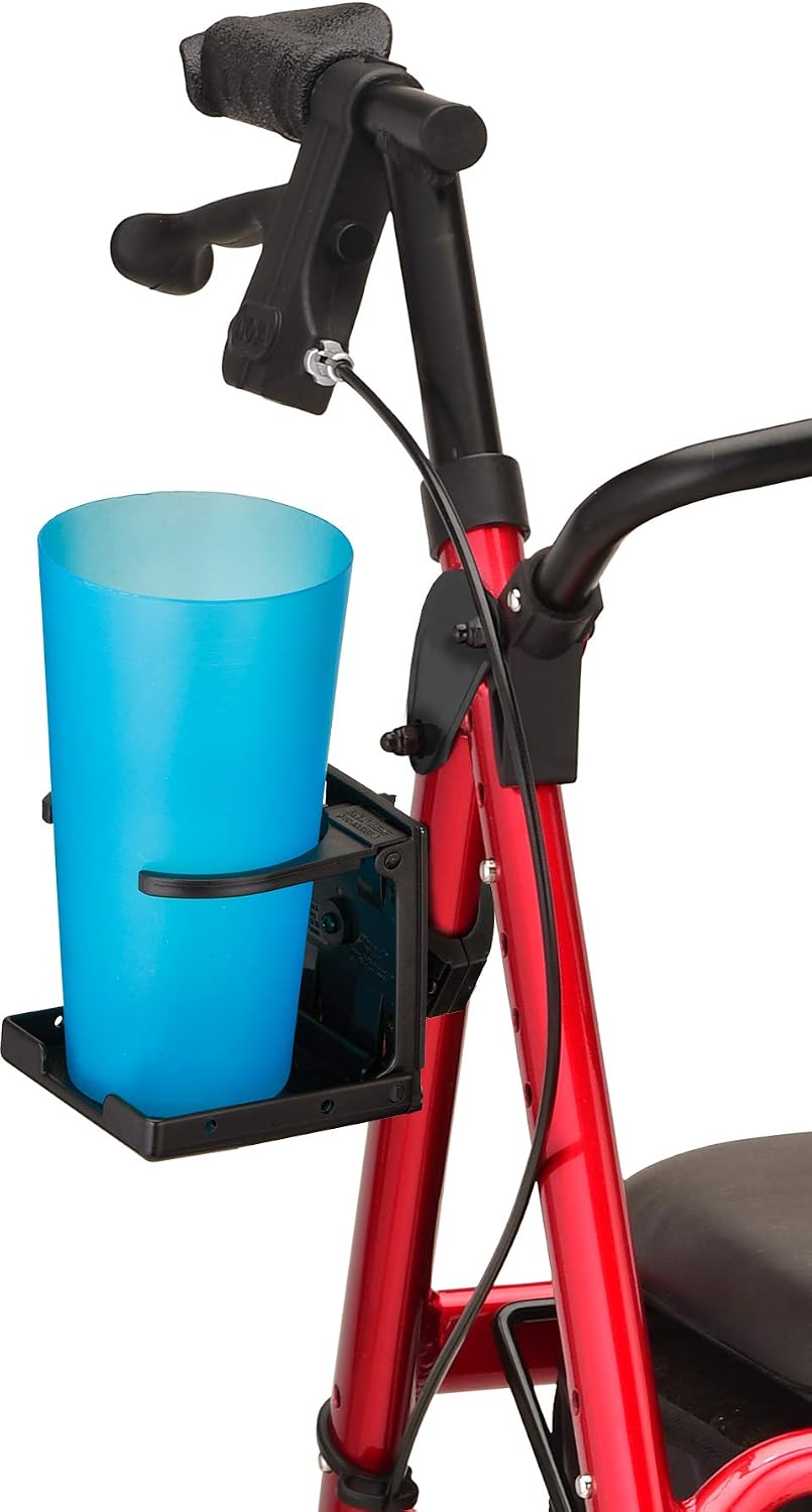 NOVA Medical Products Cup Holder for Star & Express Rollator, Cup Holder for Oval Tube NOVA Rollator Walkers, Adjustable & Foldable Drink Holder