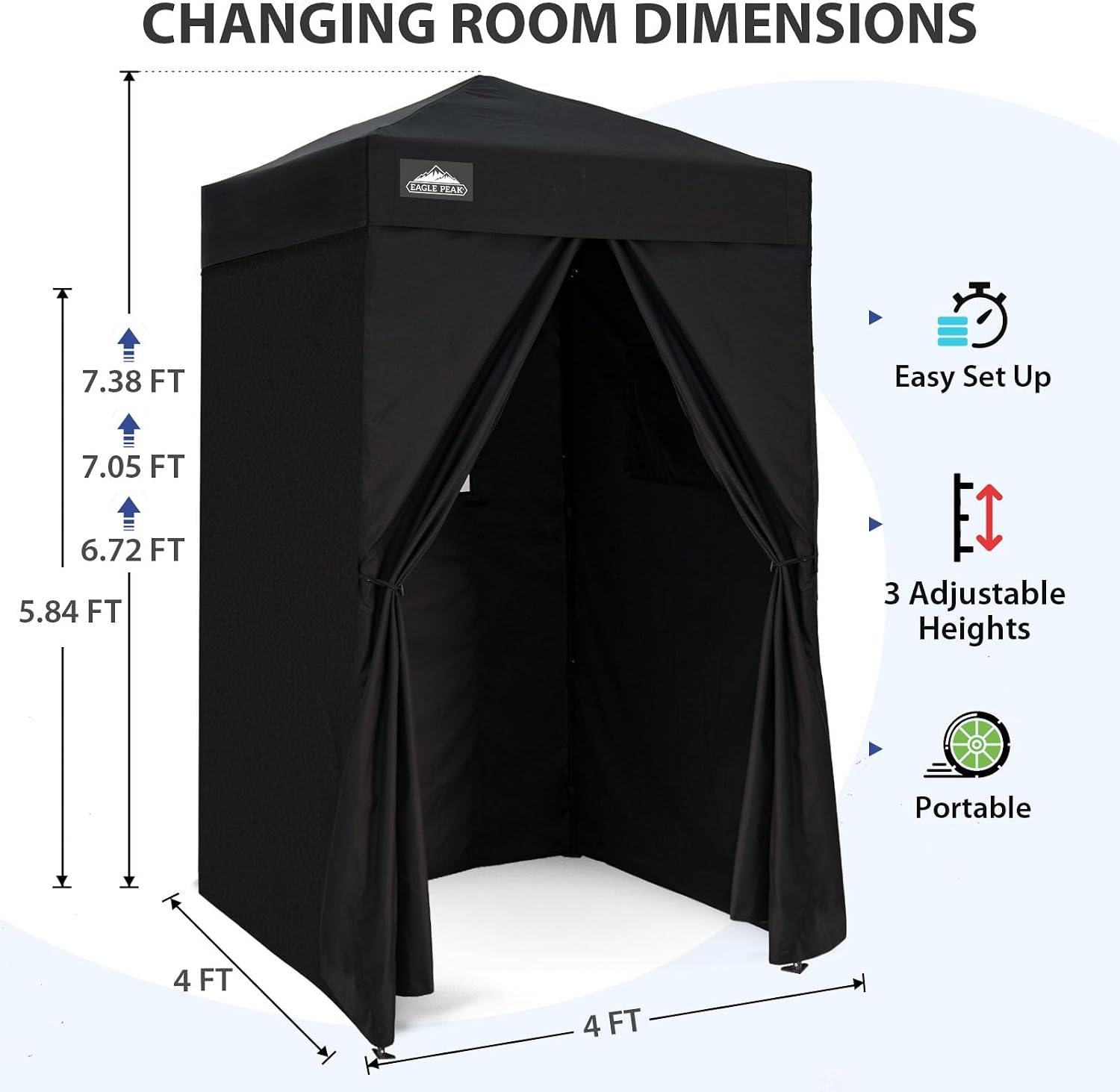 EAGLE PEAK 4x4 Pop Up Changing Tent, Outdoor Changing Room, Gray/White