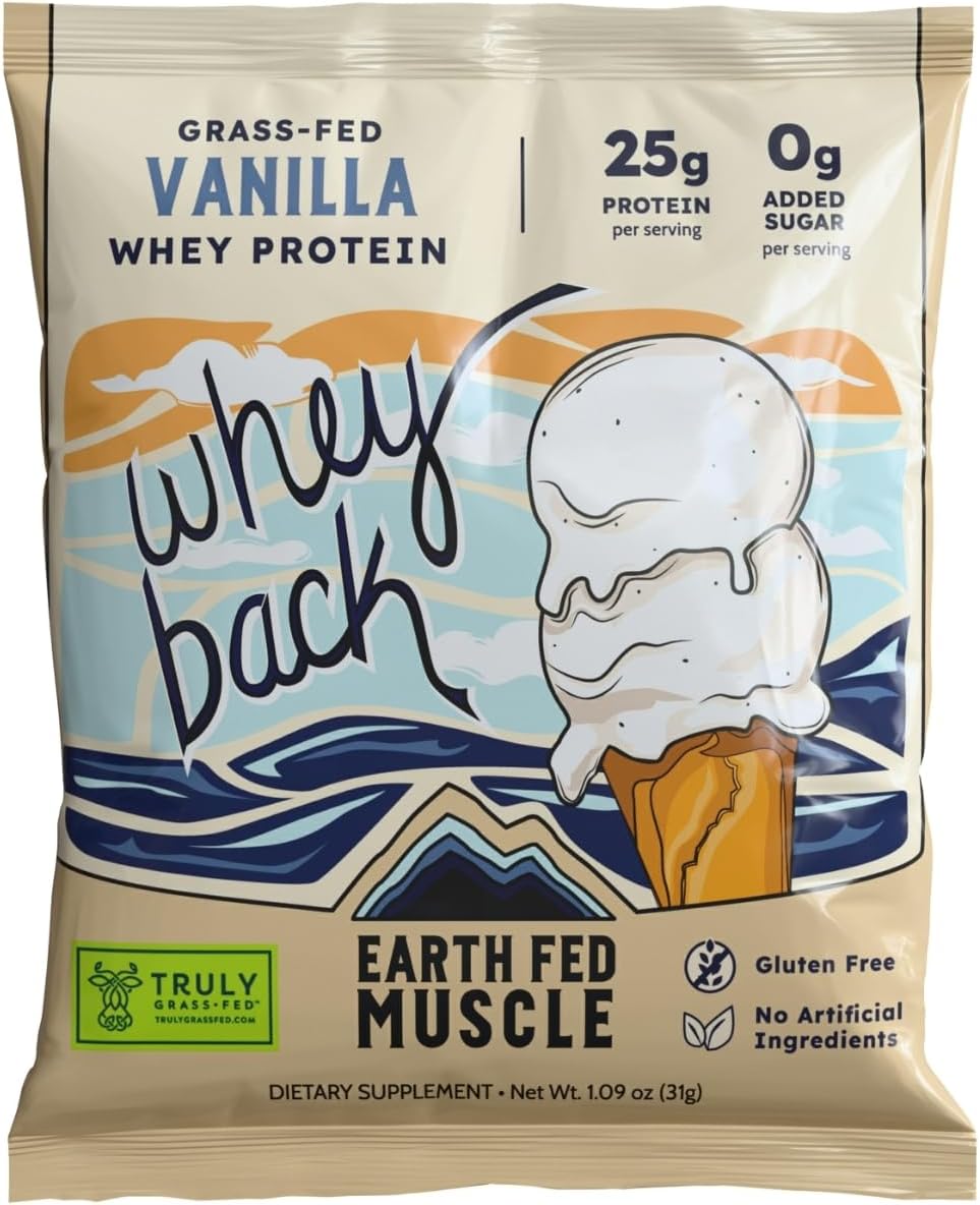 Earth Fed Muscle Whey Back Vanilla Irish Grass Fed Whey Protein Isolate | 25g protein per scoop, Third-Party Certified. Smooth vanilla, zero artificial sweeteners. Cold-processed in Ireland.