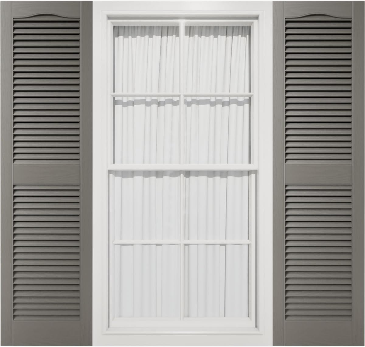 Mid America 00011455002 Standard Size Cathedral Top Center Mullion, Open Louver Vinyl Shutter, w/Installation Shutter-Lok's & Matching Screws (Per Pair), 002, 14 1/2"W x 55"H, Black