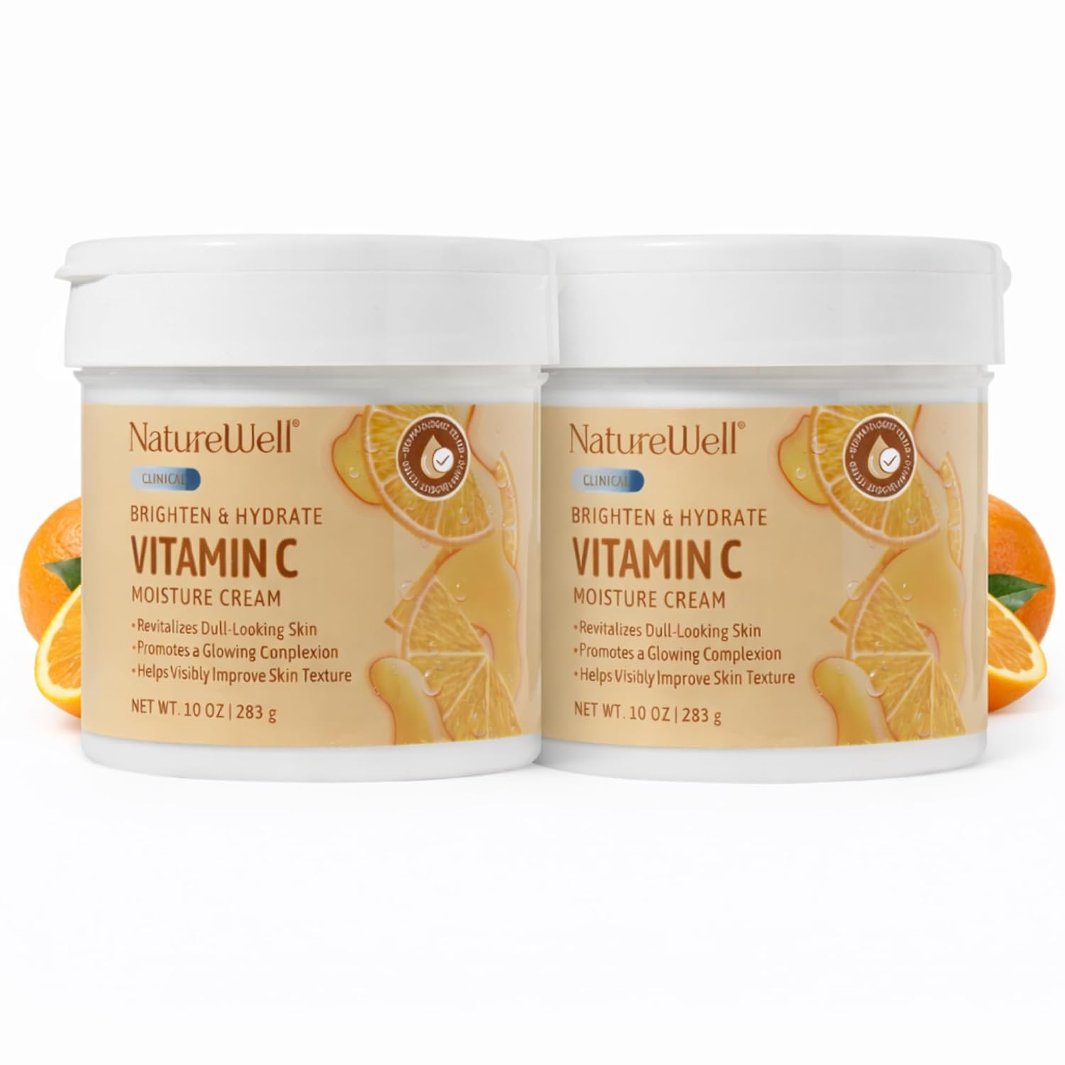 NATURE WELL Vitamin C Brightening Moisturizer Cream – Hydrating Face & Body Lotion with Coconut Oil, Helps Improve Uneven Skin Tone & Dark Spots, Anti-Aging Moisturizer for Smooth Radiant Skin, 16 Oz