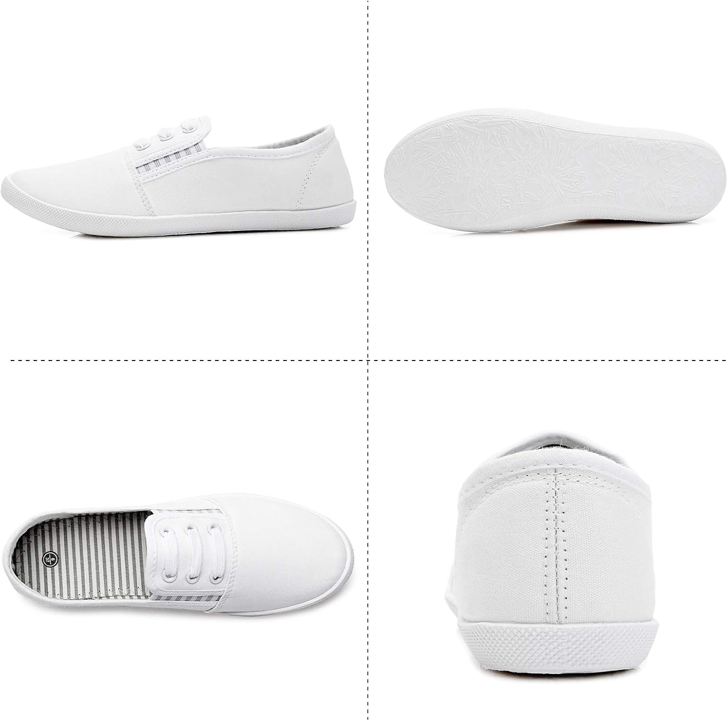 kufeiti Women's Canvas Slip On Shoes Sneakers for Women Fashion Comfortable White Black Elastic Sneakers for Women
