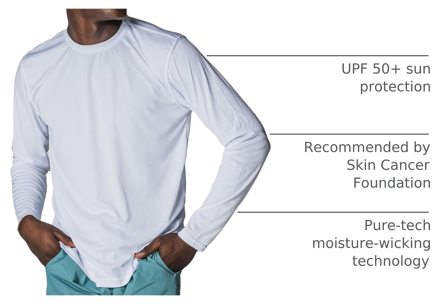Vapor Apparel Men's Outdoor UPF 50+ Long Sleeve T-Shirt, UV Sun Protection for Fishing, Running, Hiking, Swimming