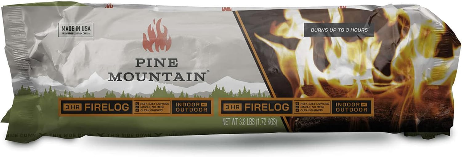 Pine Mountain 100% Natural Classic Firelog, 3-Hour Burn Time, 6 Logs, Green