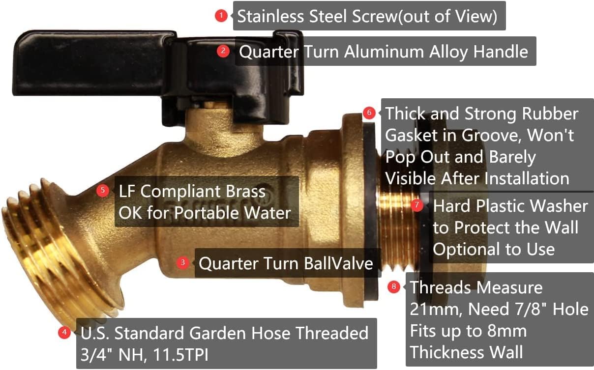 RBS005 Brass Water Container/Rain Barrel Quarter Turn Spigot(LF Compliant, For OPEN TOP BARRELS)