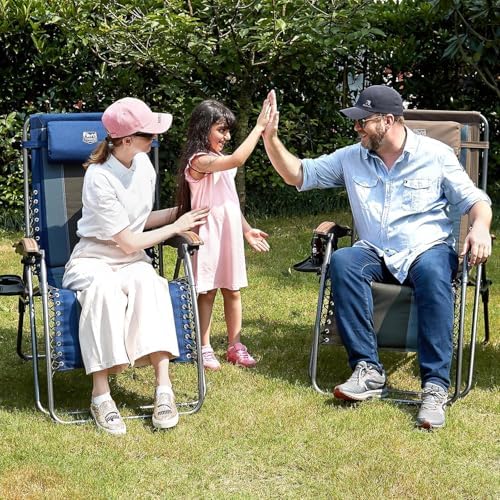 Timber Ridge Oversized Zero Gravity Chair, Padded Reclining Lounge Chair with Adjustable Headrest & Cup Holder, Heavy Duty Support 350 lbs