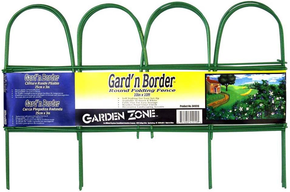 Origin Point Gard'n Border Round Folding Fence, Green, 10-Inch x 10-Feet