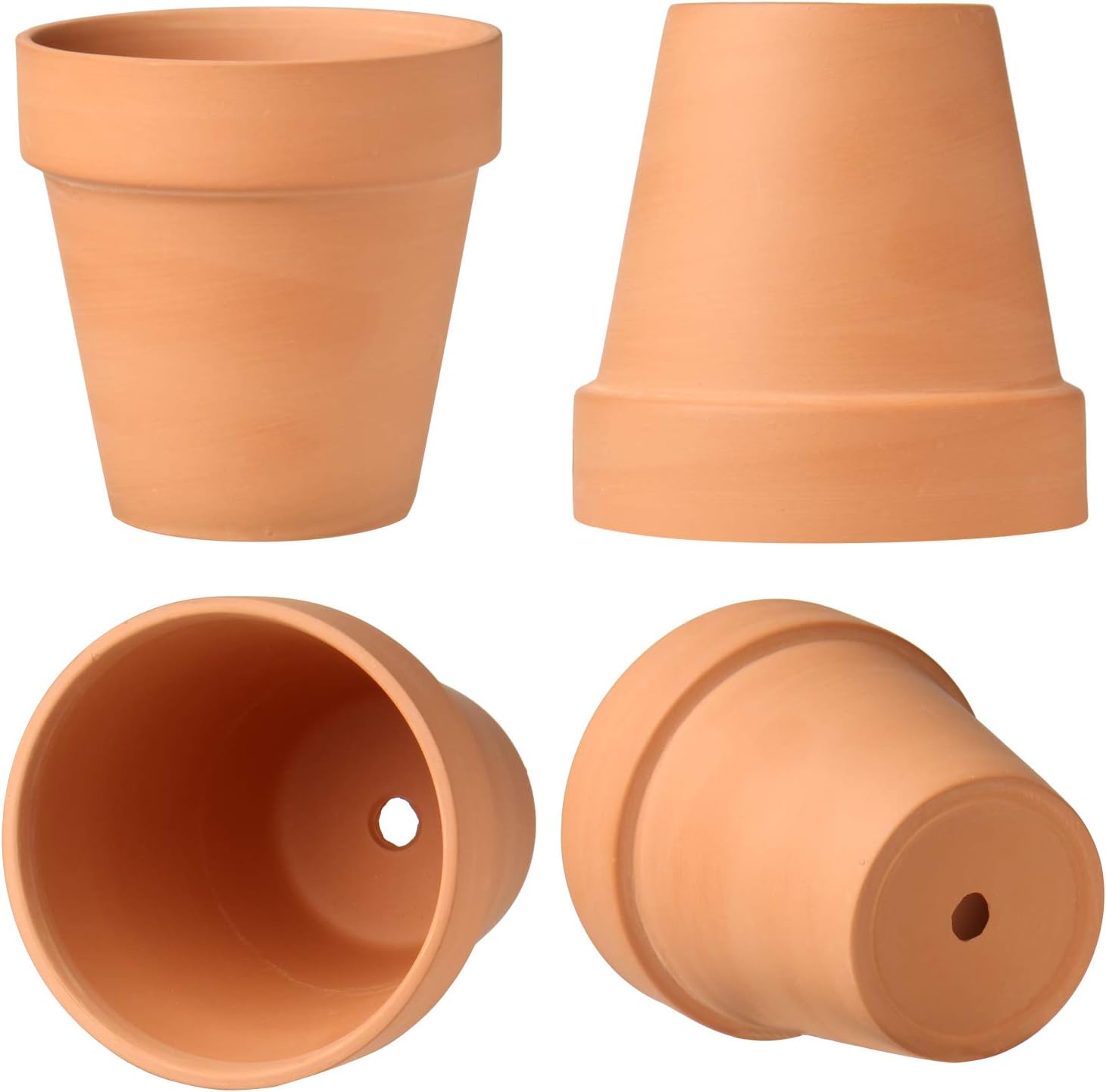 Briful 4 Shallow Terracotta Pots 5.5"x2.8" Flower Pots Clay Pottery Planter with Drainage Hole - Great for Cactus, Succulent Plants and Crafts