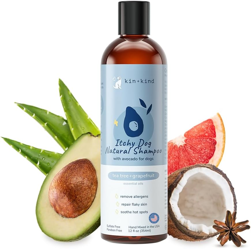 kin+kind Dry Skin + Coat Natural Dog Shampoo - for Dry Skin & Coat - Argan Oil Moisturizing Clean - Cedarwood Fragrance - 12 fl oz