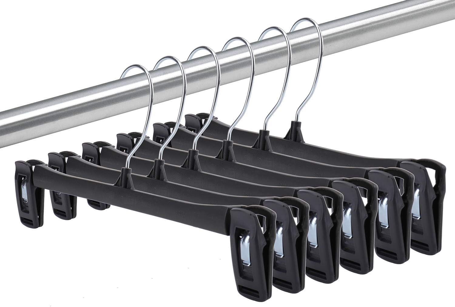 Tosnail 40 Pack 12 Inch Plastic Skirt Pants Clothes Hangers with Non-Slip Big Clips and Swivel Hook - Black