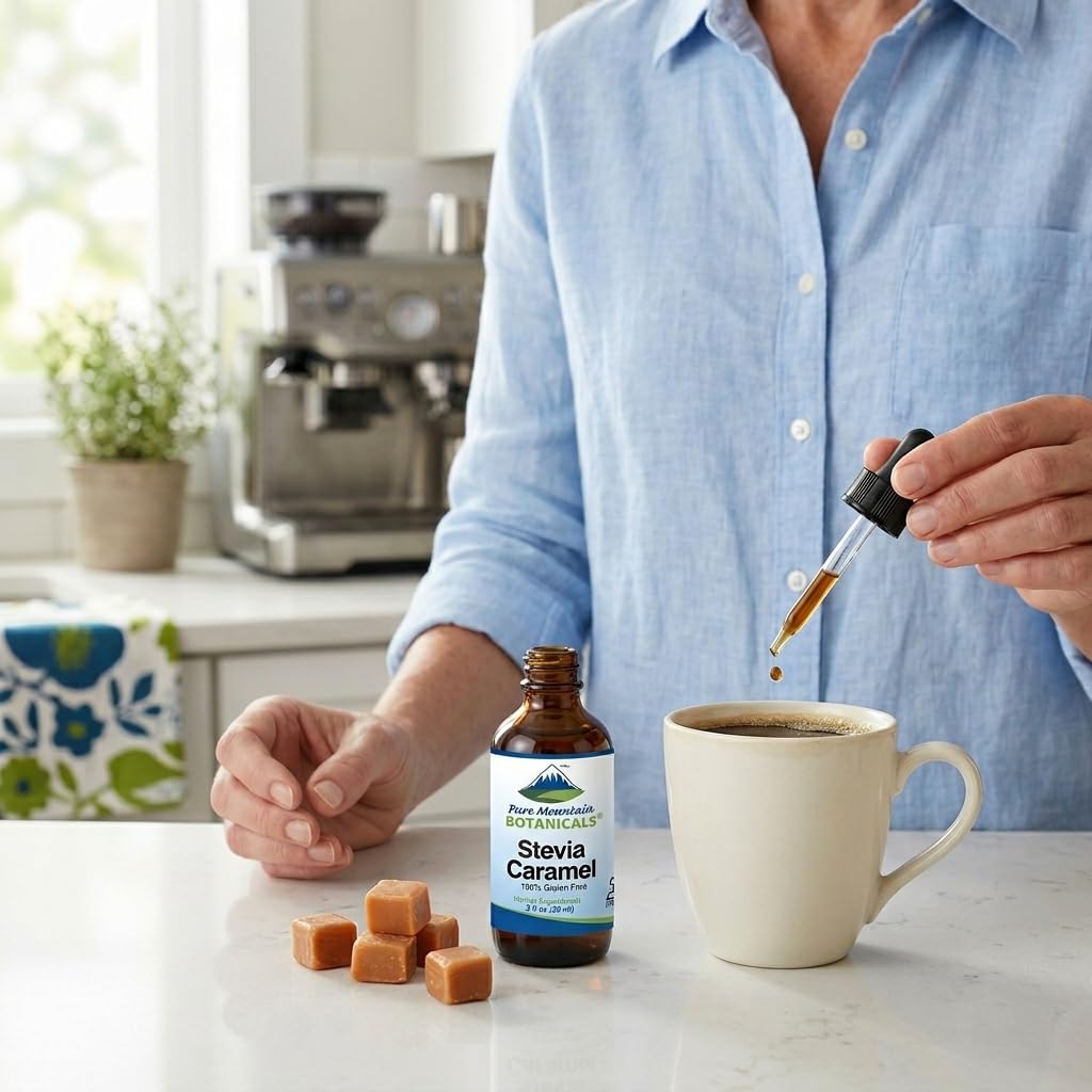 Caramel Stevia Drops - Flavored Stevia Liquid Drops - Zero Calorie Natural Sweetener - Alcohol Free - Kosher - 290 Servings - 2oz Glass Bottle