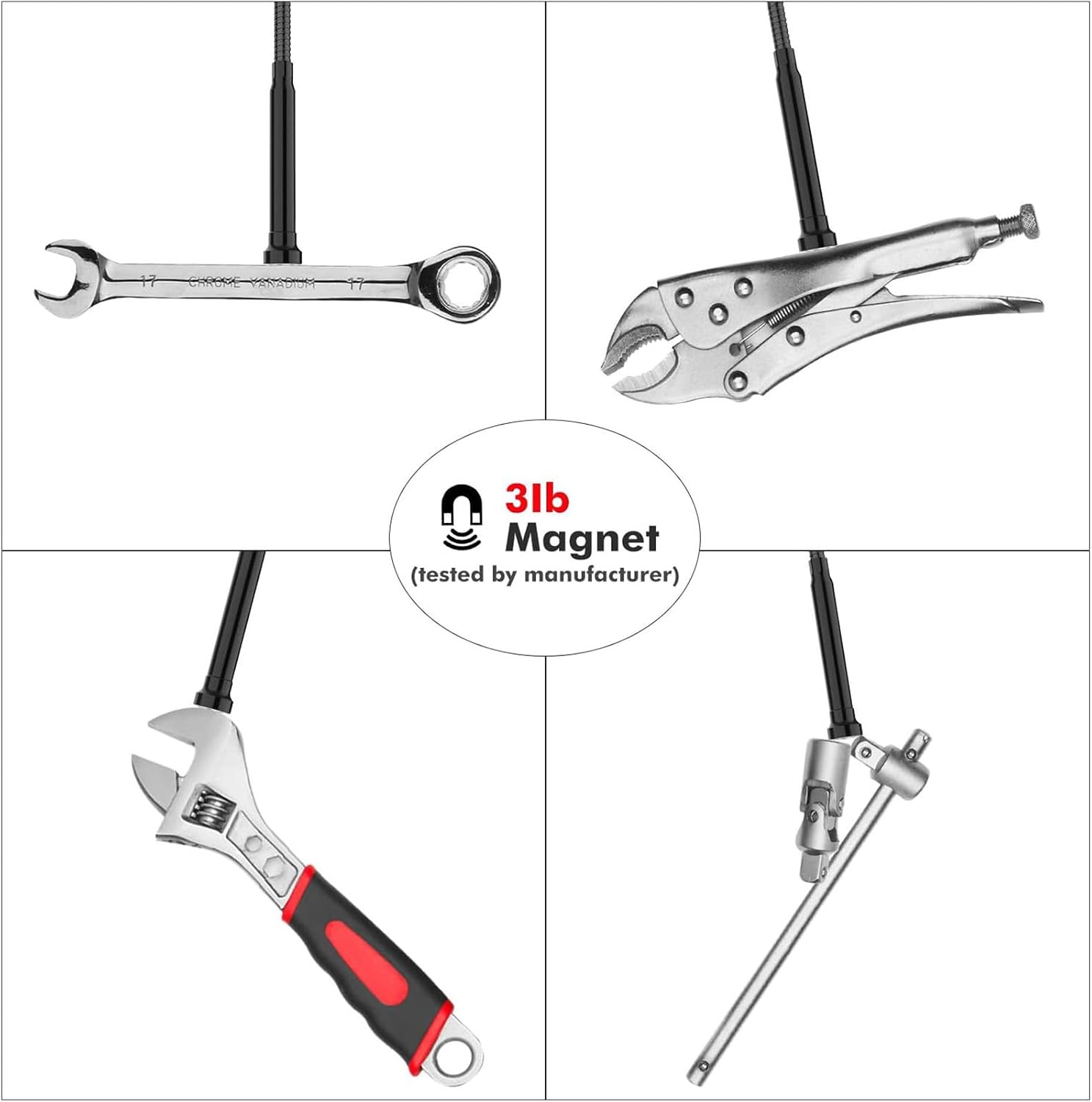 Housolution Grabber Tool Magnetic, Bendable Reacher with LED Lights, Blue