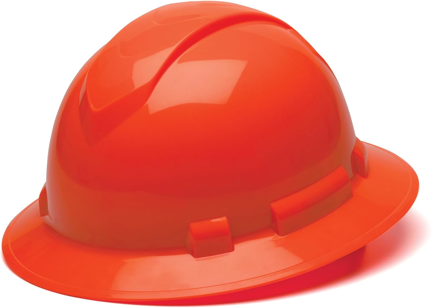 Pyramex Ridgeline Full Brim Hard Hat 4 Point Ratchet White | Full-brim sun & rain protection, HDPE shell, Ratchet suspension, Construction & utility, ANSI Z89.1 Type I Class C/G/E