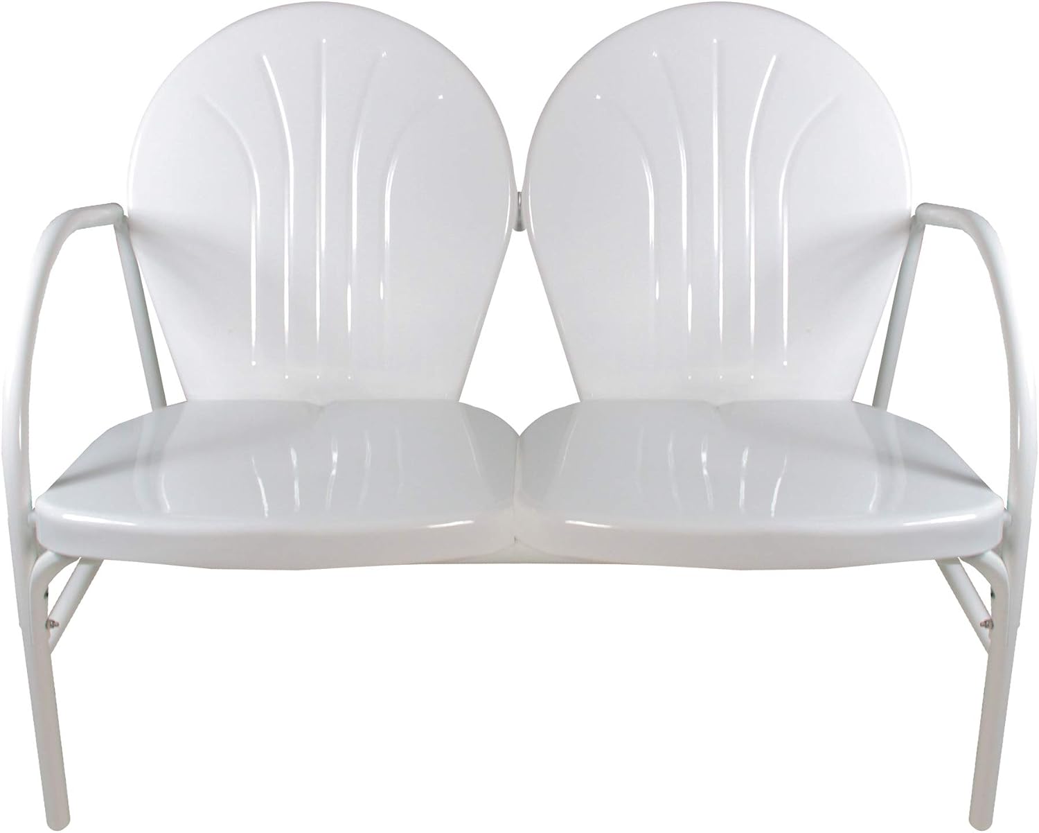 47-Inch Outdoor Retro Tulip Steel Loveseat, White