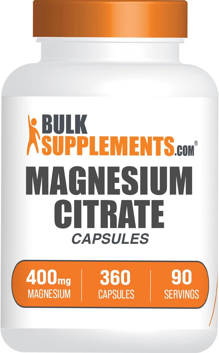 BulkSupplements.com Magnesium Citrate Capsules - Magnesium Supplement, Magnesium Citrate 400mg - Gluten Free, 4 Capsules per Serving