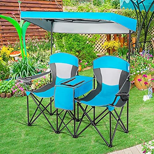 Goplus Double Beach Chair with Canopy Shade