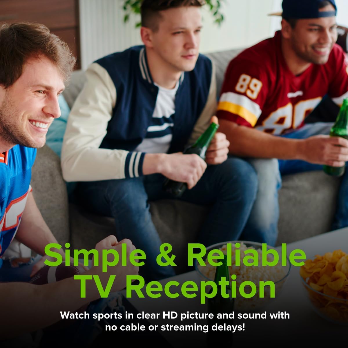 Mohu Leaf Plus Paper-Thin Indoor TV Antenna, Amplified, UHF VHF, 60-Mile Range, Multi-Directional, 4K 8K UHD, NEXTGEN TV - w/ 12 ft. Cable