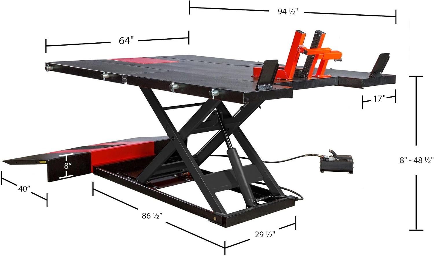 Black Widow 60" W UTV Lift Table, 2,500 lb, Air/Hydraulic, ATV Motorcycle