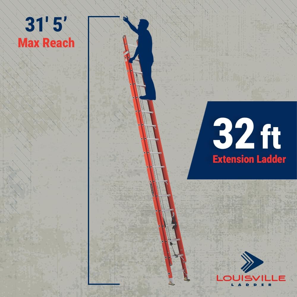 Louisville Ladder 16-foot Fiberglass Extension Ladder, 300-Pound Load Capacity, Type IA, FE3216