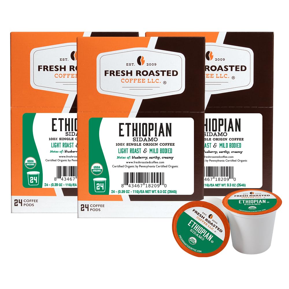 Fresh Roasted Coffee, Organic Colombian K-Cup Pods for Keurig Brewers, Medium Roast, USDA Organic, Kosher, 24 Count (Pack of 3)