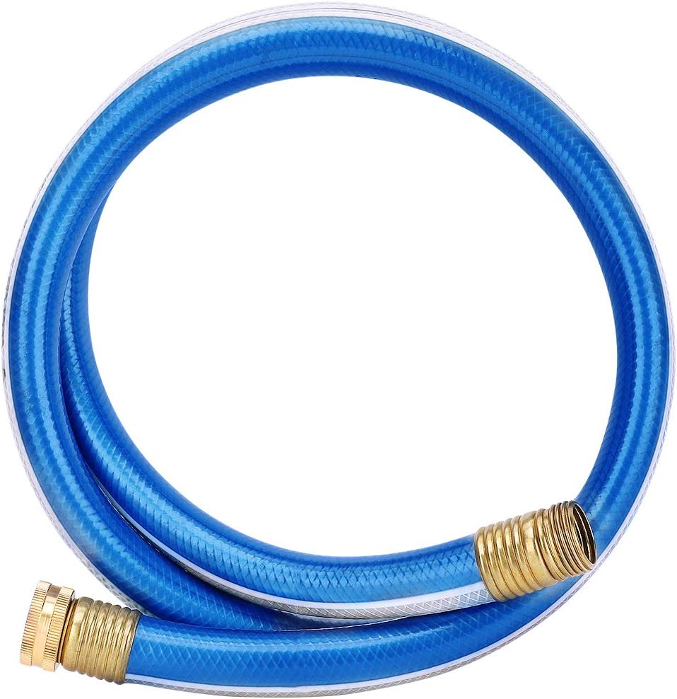 Lead-in Yellow Short Garden Hose 3/4 in. x 5 ft. -No Kink, Leak Free, Flexible, Male to Female Fittings -Heavy Duty Lightweight PVC Water Hose -150PSI Work & 500PSI Burst, for Reel Cart & Outdoor Use