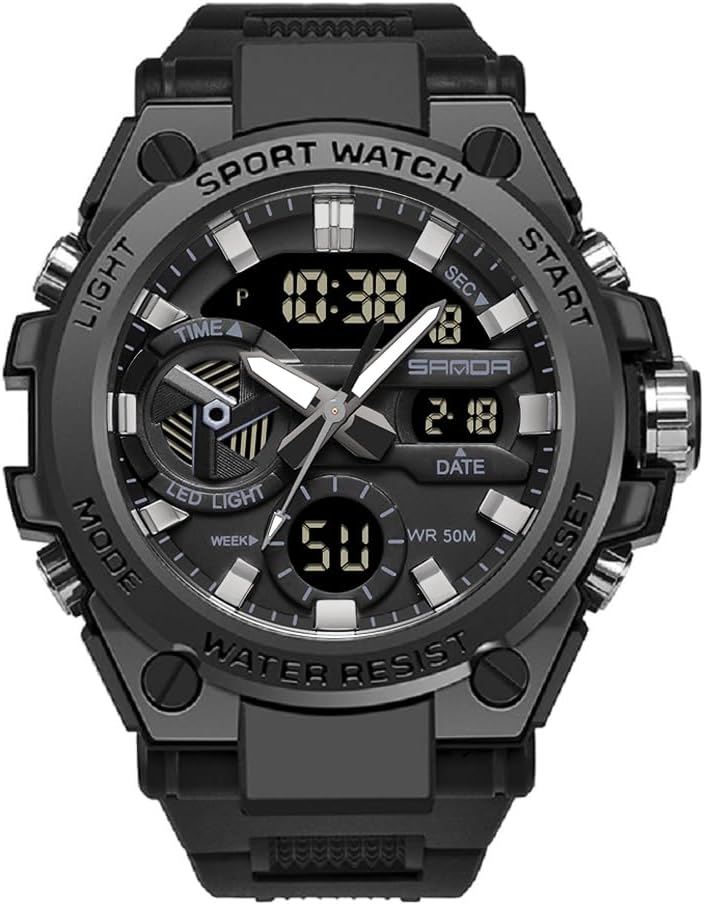 KXAITO Men's Watches Sports Outdoor Waterproof Military Watch Date Multi Function Tactics LED Alarm Stopwatch