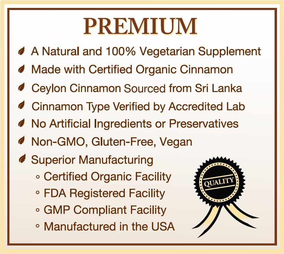 Organic Ceylon Cinnamon Supplement, 120 Capsules