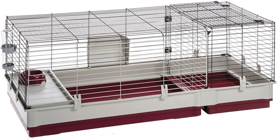 Ferplast Krolik XXL Rabbit Cage w/Wire Extension | Rabbit Cage Includes All Accessories & Measures 63.8L x 23.62W x 19.68H Inches | 1-Year Warranty