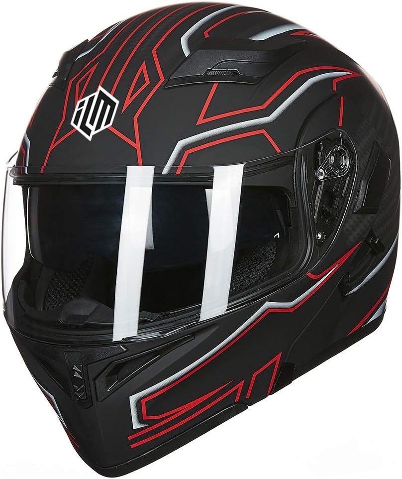 ILM Motorcycle Dual Visor Flip up Modular Full Face Helmet DOT Model 902/902L