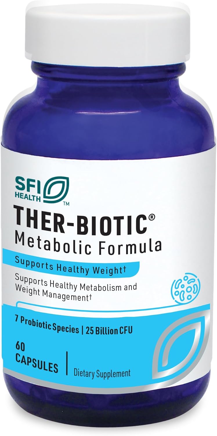 Klaire Labs SFI Health Ther-Biotic Metabolic Formula Probiotic, 60 Capsules | Healthy Metabolism + Immune Support, Lactobacillus & Bifidobacterium Species, Vegetarian 25b CFU for Adults