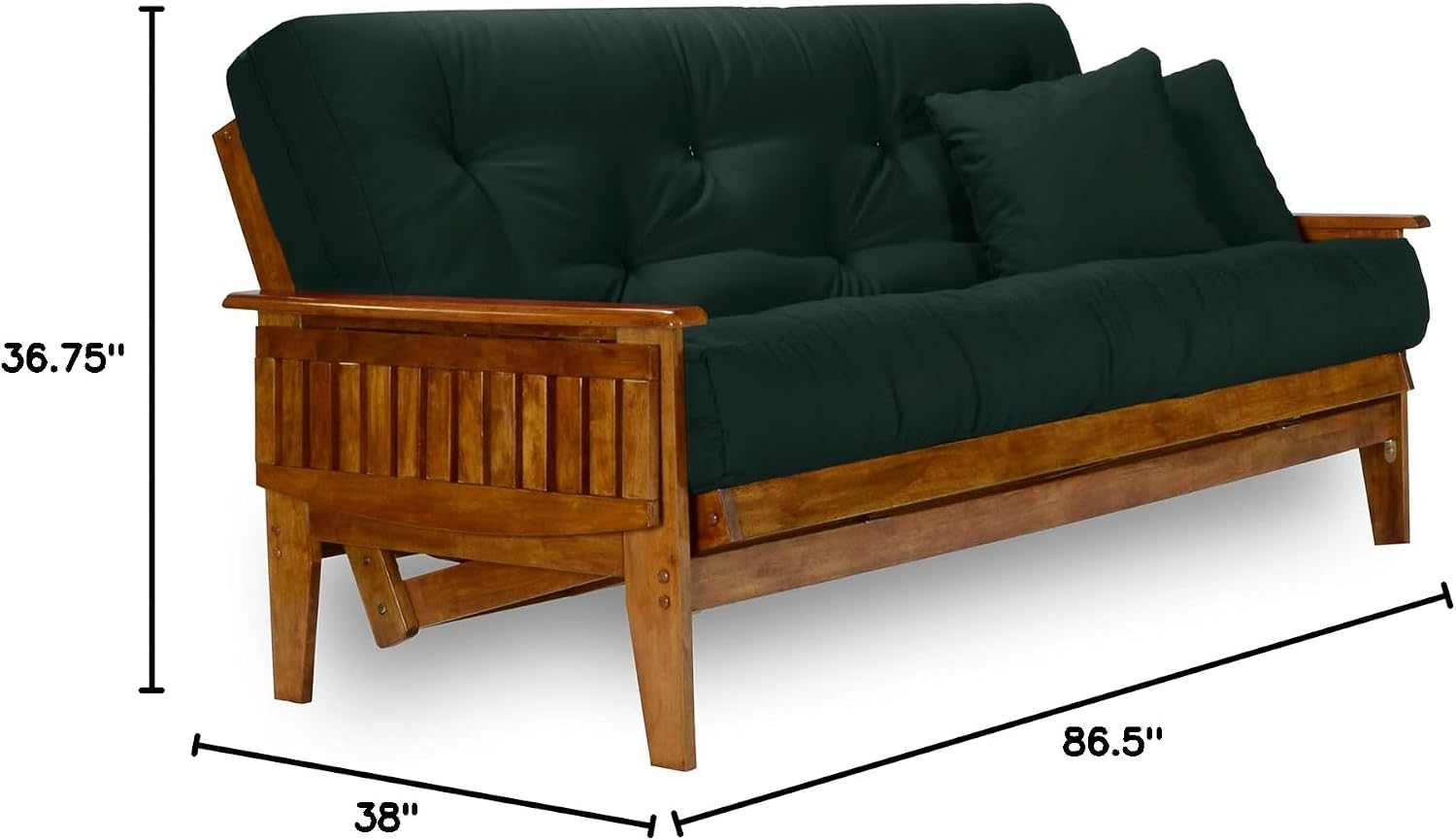 Eastridge Futon Set - Full Size, Frame, 8" Mattress, Twill Black Cover